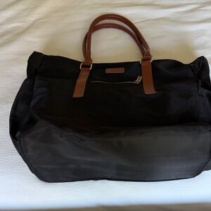 Black Tote with Brown Leather Handles